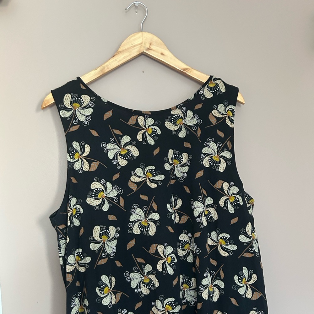 Gudrun Sjoden Floral Leaves Dress Organic Cotton Lagenlook Artsy Boho Size XL - Picture 3 of 8